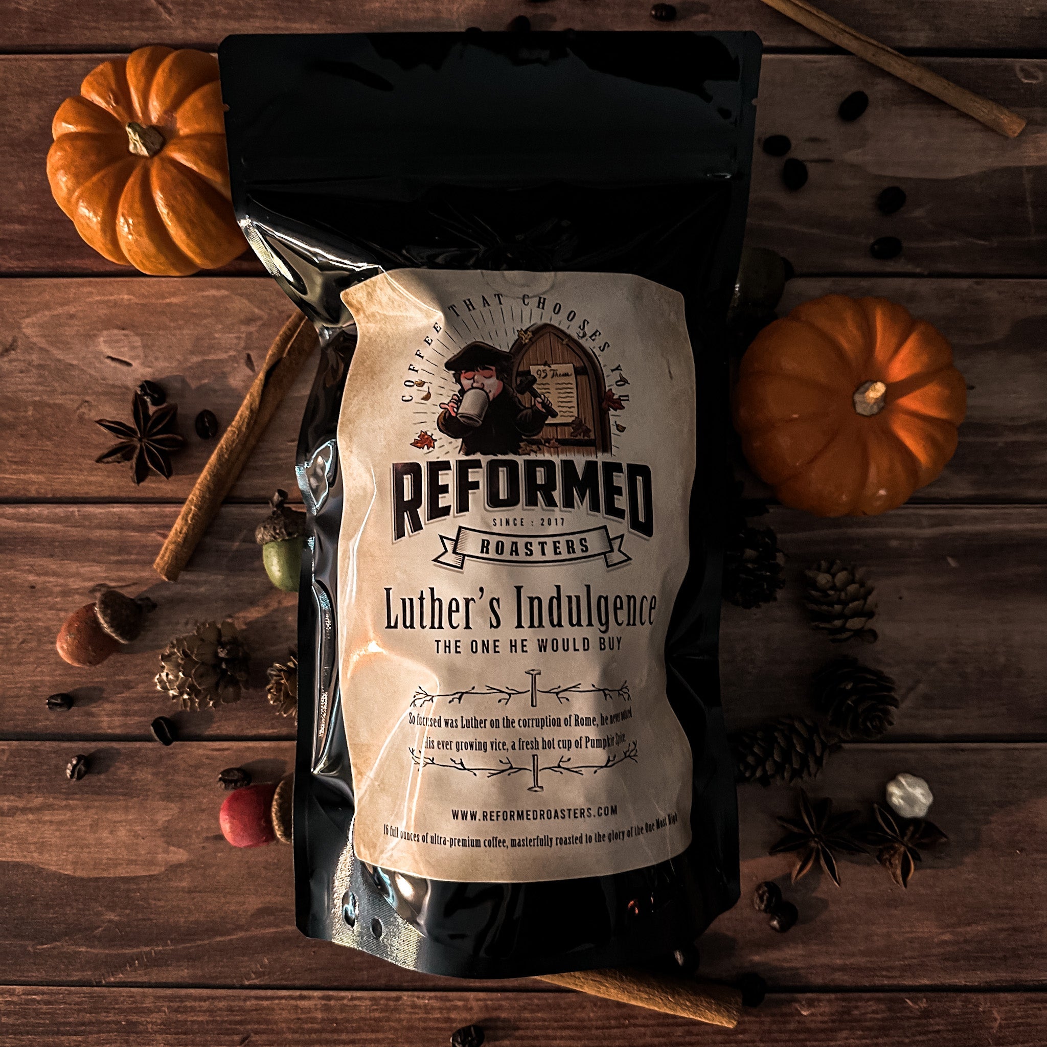 Luther’s Indulgence (1lb - Ground) - Reformed Roasters - #reformed# - #christian_coffee# - #coffee#